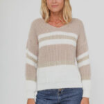 pull rayé crème